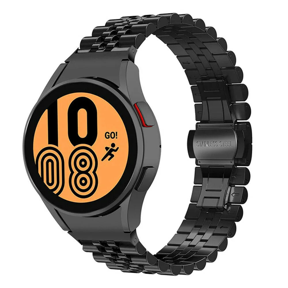 Jubilee Steel Strap, black, on a watch, 3/4 front view
