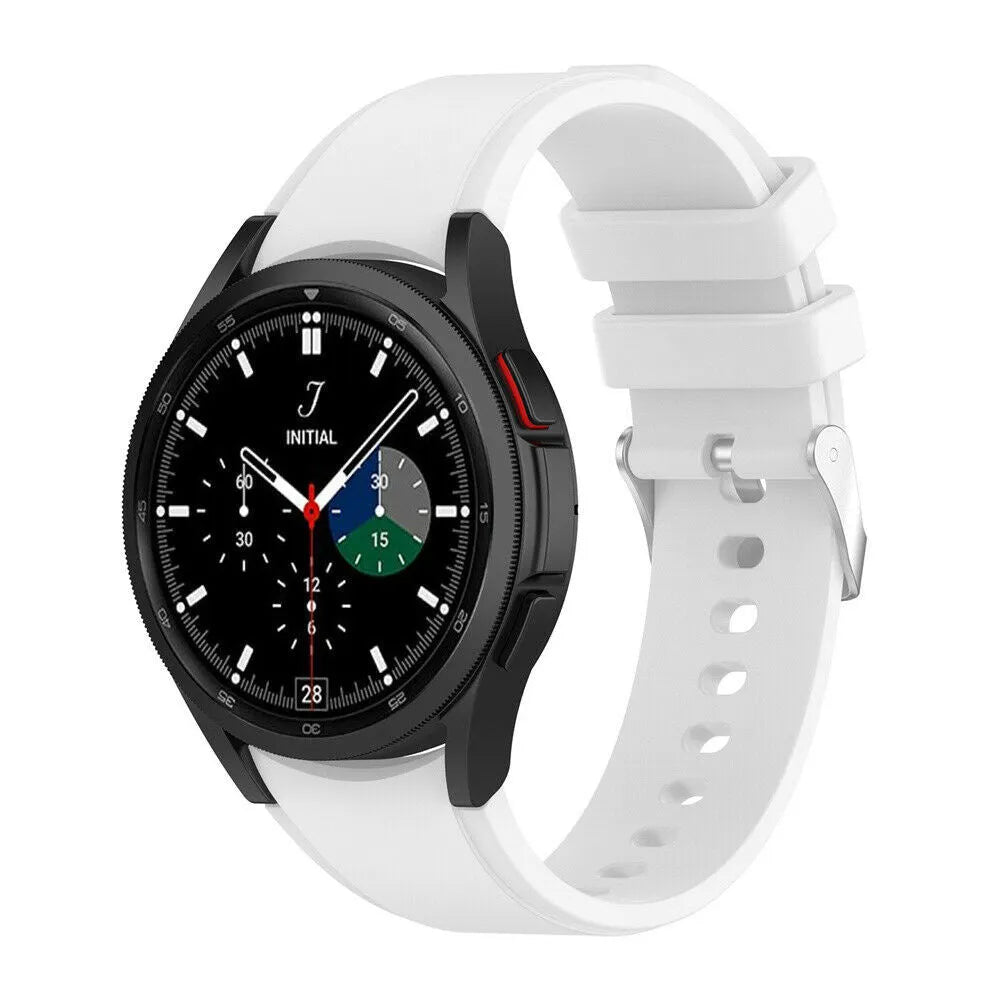 Silicone Strap 'Perfect Fit', white, on a watch, 3/4 front view
