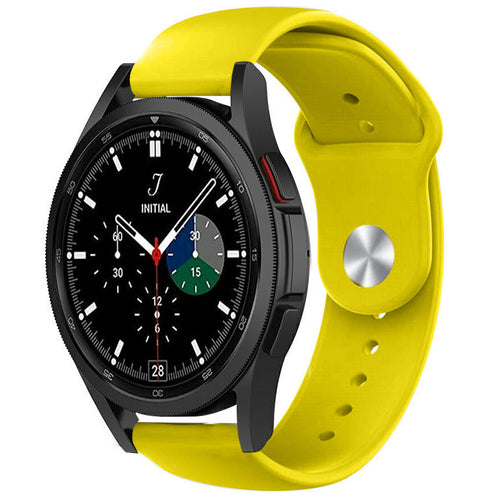 Silicone Sport Strap, yellow, on a watch, 3/4 front view