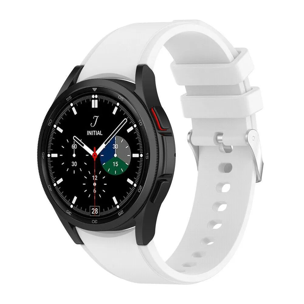 Silicone Strap 'Perfect Fit', white, on a watch, 3/4 front view
