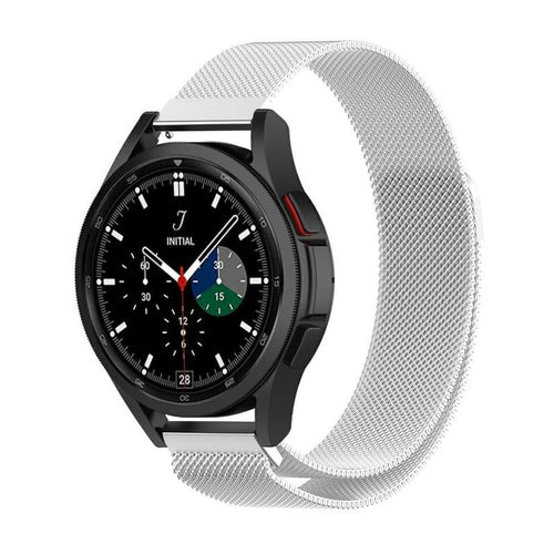 Milanese Strap, silver, on a watch, 3/4 front view
