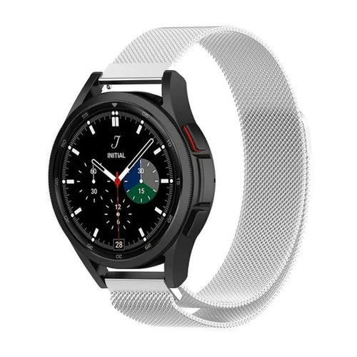 Milanese Strap, silver, on a watch, 3/4 front view