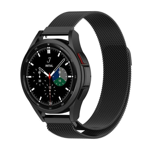 Milanese Strap, black, on a watch, 3/4 front view