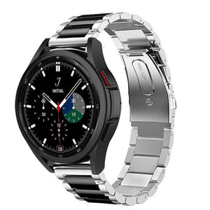Steel Strap, silver/black, on a watch, 3/4 front view