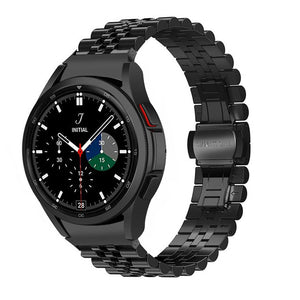 Jubilee Steel Strap, black, on a watch, 3/4 front view