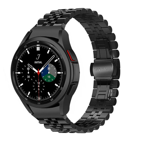 Jubilee Steel Strap, black, on a watch, 3/4 front view