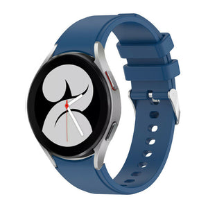 Silicone Strap 'Perfect Fit', blue, on a watch, 3/4 front view