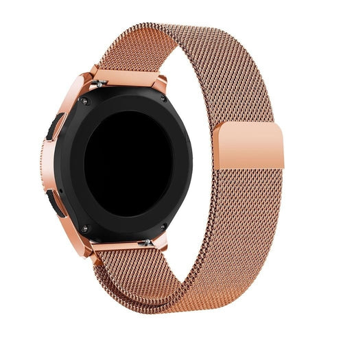 Milanese Strap, rose gold, on a watch, 3/4 front view