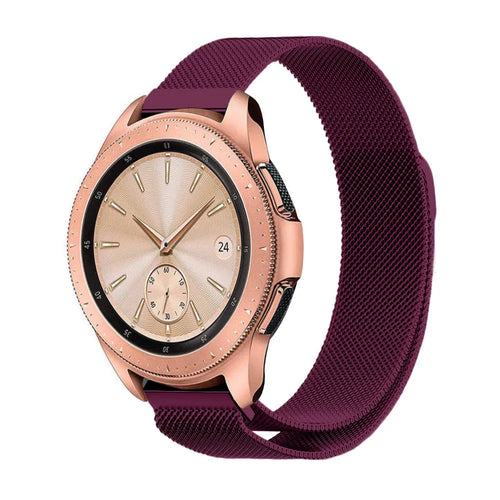 Milanese Strap, purple, on a watch, 3/4 front view