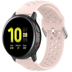 Breathable Silicone Strap, pink, on a watch, 3/4 front view