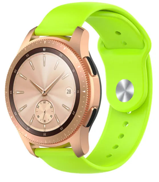 Silicone Sport Strap, light green, on a watch, 3/4 front view