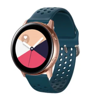 Breathable Silicone Strap, on a watch, 3/4 front view