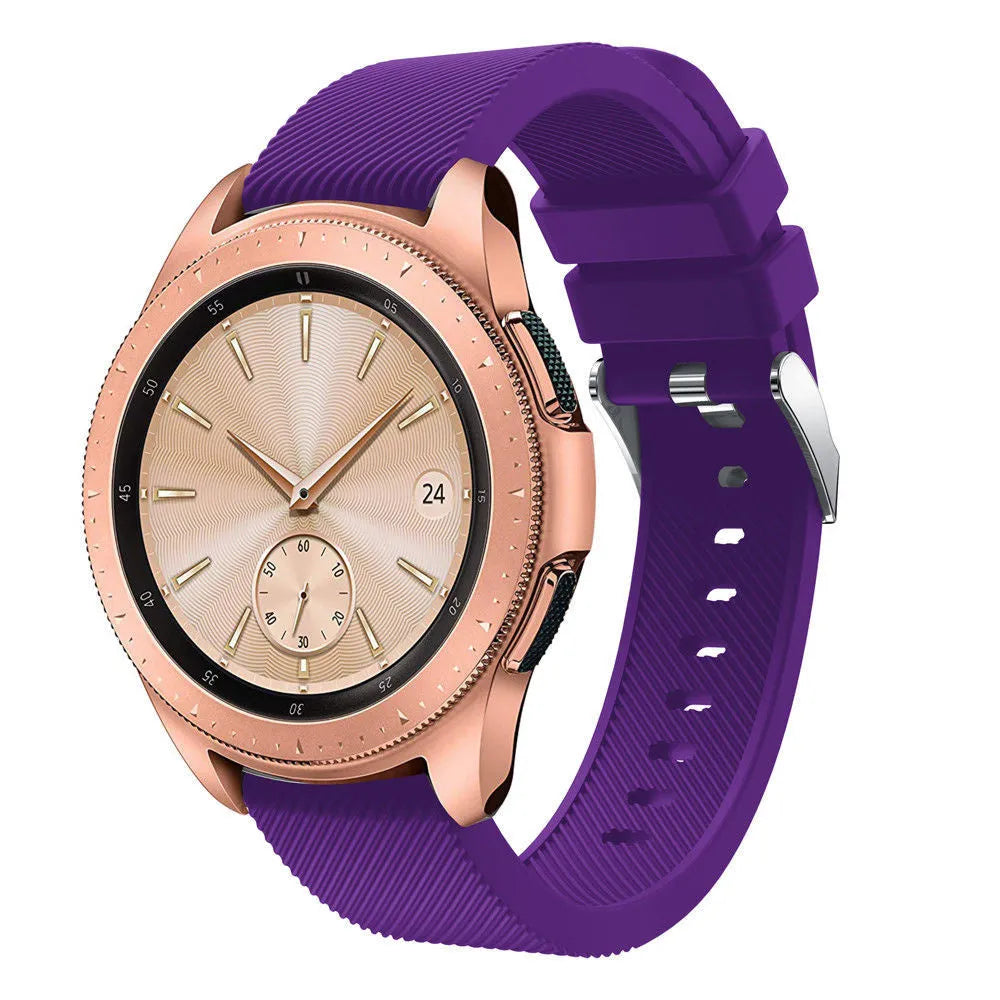 Twill Silicone Strap, purple, on a watch, 3/4 front view