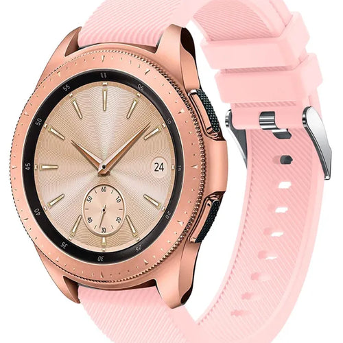 Twill Silicone Strap, pink, on a watch, 3/4 front view