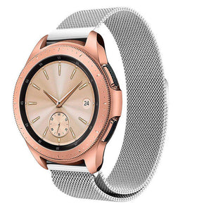 Milanese Strap, silver, on a watch, 3/4 front view
