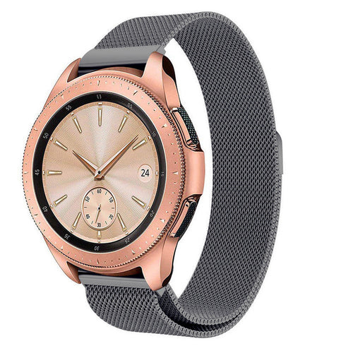 Milanese Strap, space grey, on a watch, 3/4 front view