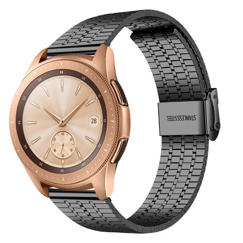Fine Steel Strap, black, on a watch, 3/4 front view