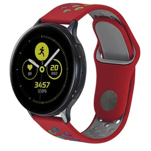 Silicone Sport Strap, red/colourful, on a watch, 3/4 front view