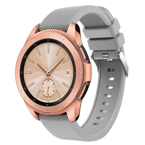 Twill Silicone Strap, grey, on a watch, 3/4 front view