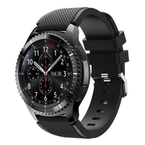 Twill Silicone Strap, black, on a watch, 3/4 front view