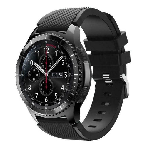 Twill Silicone Strap, black, on a watch, 3/4 front view