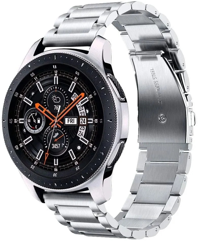 Titanium Strap, silver, on a watch, 3/4 front view
