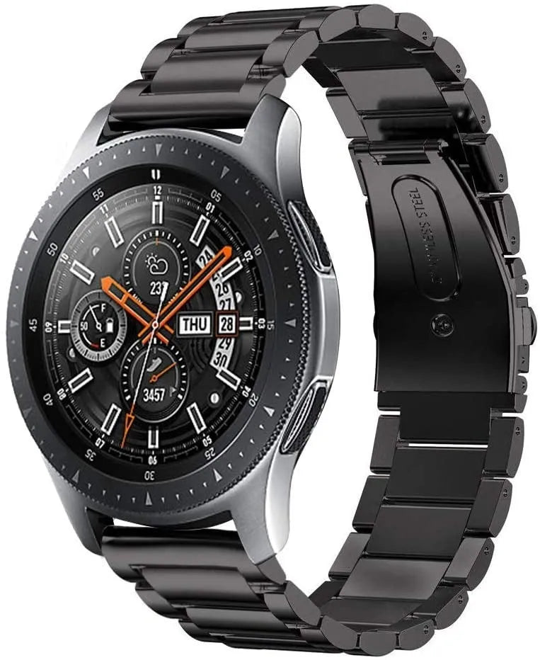 Titanium Strap, black, on a watch, 3/4 front view