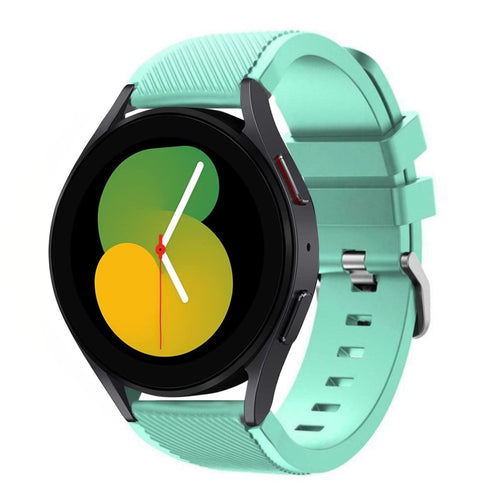 Twill Silicone Strap, aqua, on a watch, 3/4 front view