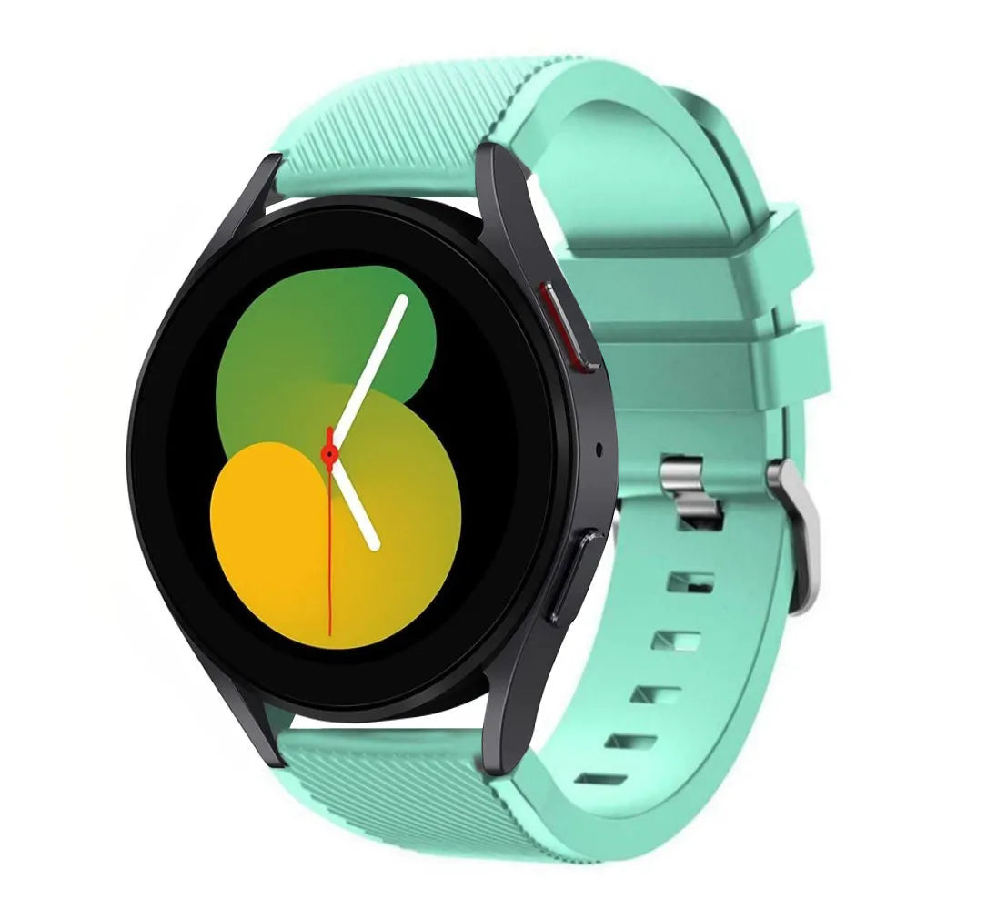 Twill Silicone Strap, aqua, on a watch, 3/4 front view