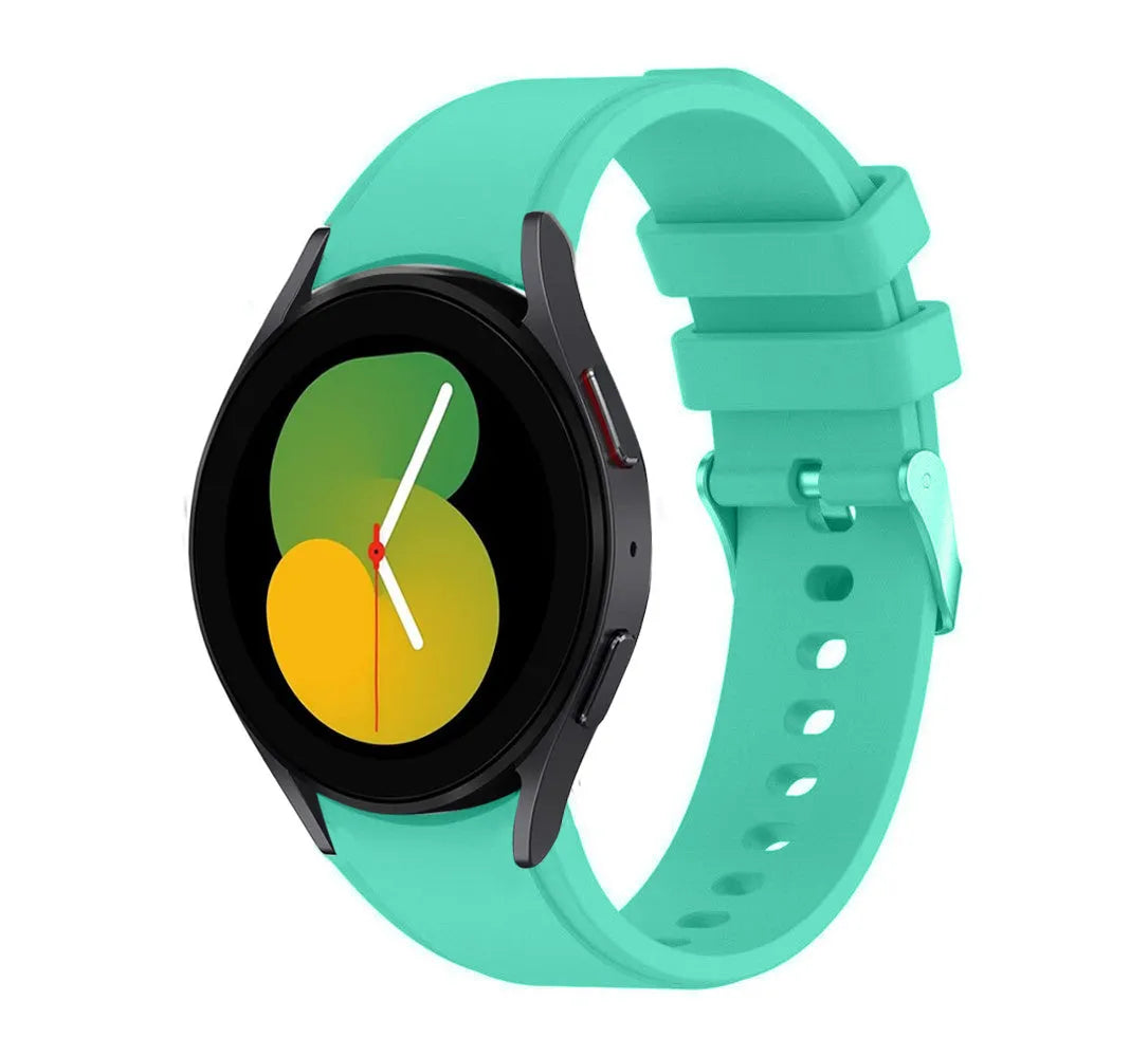 Silicone Strap 'Perfect Fit', aqua, on a watch, 3/4 front view