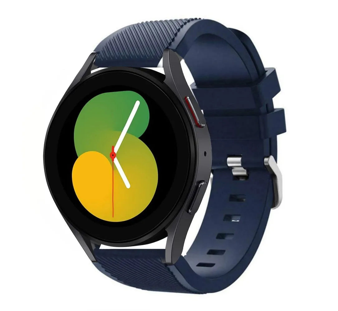 Twill Silicone Strap, dark blue, on a watch, 3/4 front view