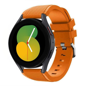 Twill Silicone Strap, orange, on a watch, 3/4 front view