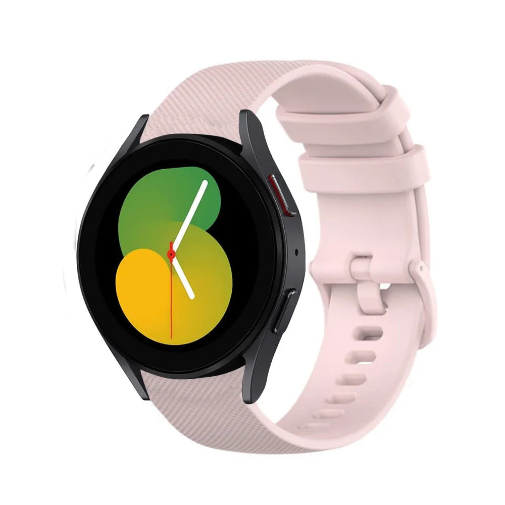 Premium Silicone Strap, pink, on a watch, 3/4 front view