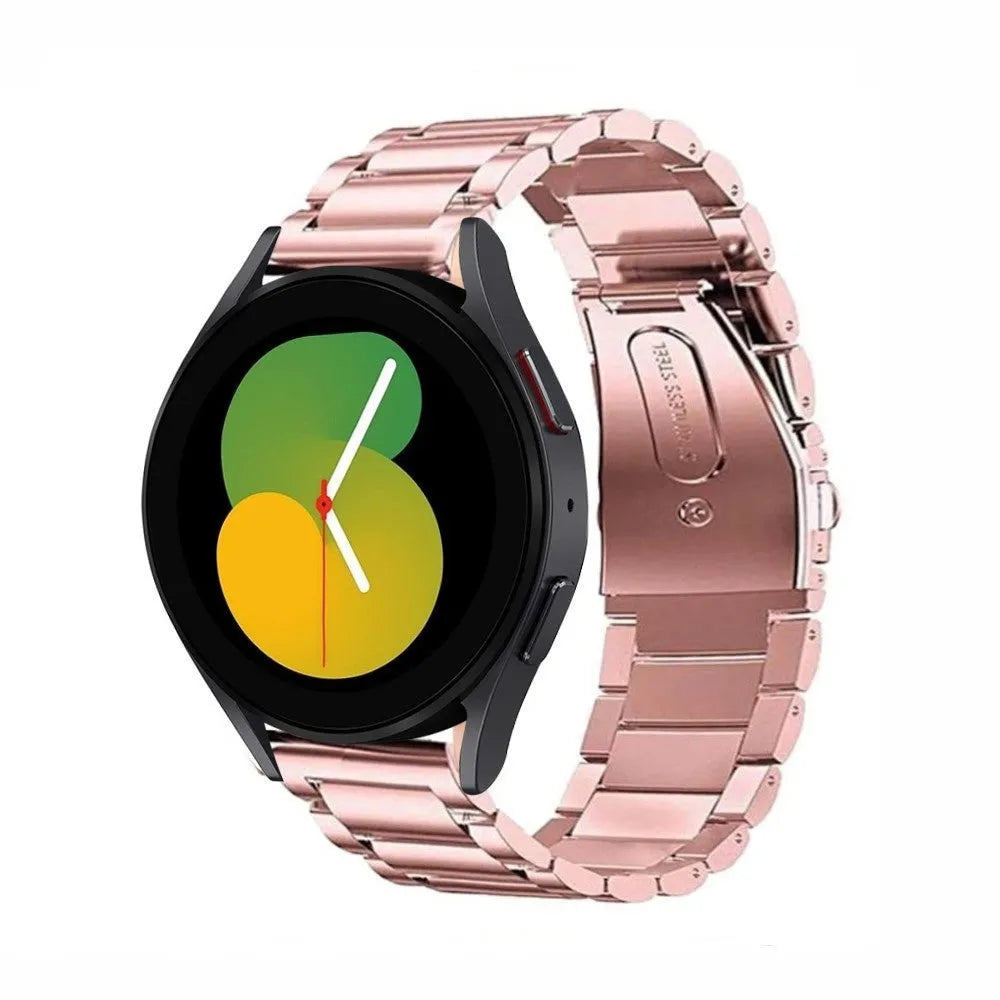 Steel Strap, pink, on a watch, 3/4 front view