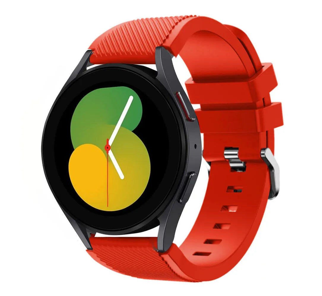 Twill Silicone Strap, red, on a watch, 3/4 front view