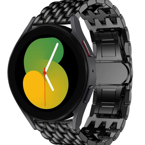 Steel Dragon Strap, black, on a watch, 3/4 front view