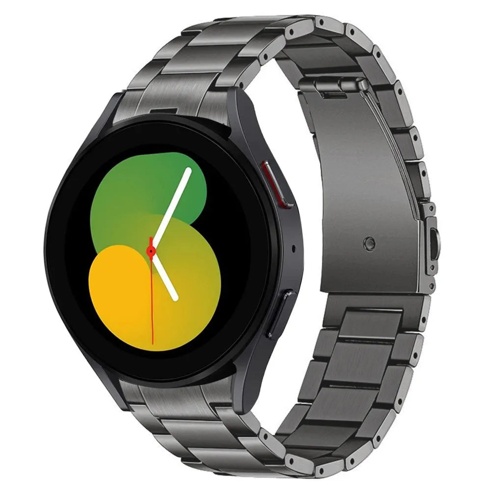 Titanium Strap, graphite, on a watch, 3/4 front view