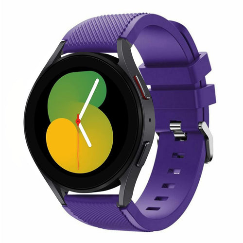 Twill Silicone Strap, purple, on a watch, 3/4 front view