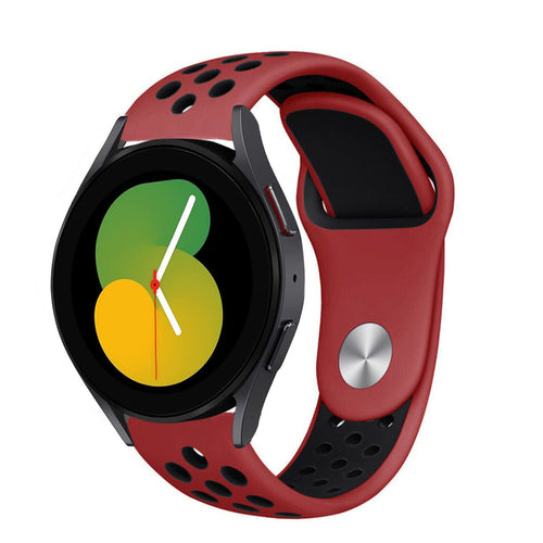 Silicone Sport Strap, red/black, on a watch, 3/4 front view
