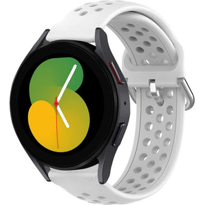 Breathable Silicone Strap, white, on a watch, 3/4 front view
