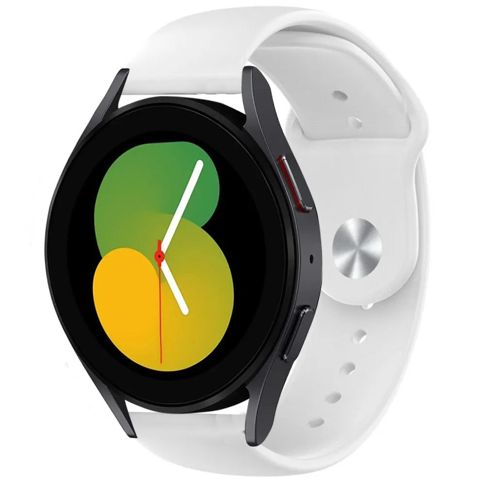 Silicone Sport Strap, white, on a watch, 3/4 front view