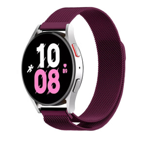 Milanese Strap, purple, on a watch, 3/4 front view