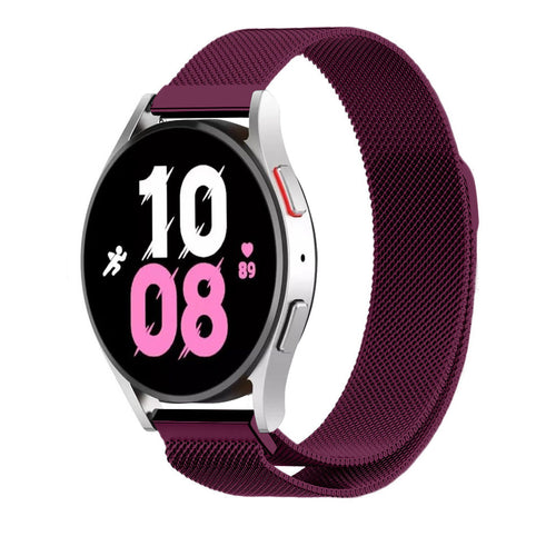 Milanese Strap, purple, on a watch, 3/4 front view