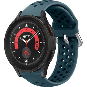 Breathable Silicone Strap, rock green, on a watch, 3/4 front view