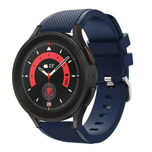 Twill Silicone Strap, dark blue, on a watch, 3/4 front view