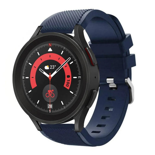 Twill Silicone Strap, dark blue, on a watch, 3/4 front view