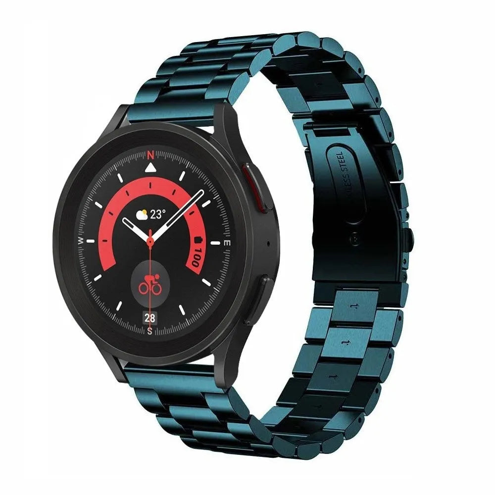 Steel Strap, dark green, on a watch, 3/4 front view