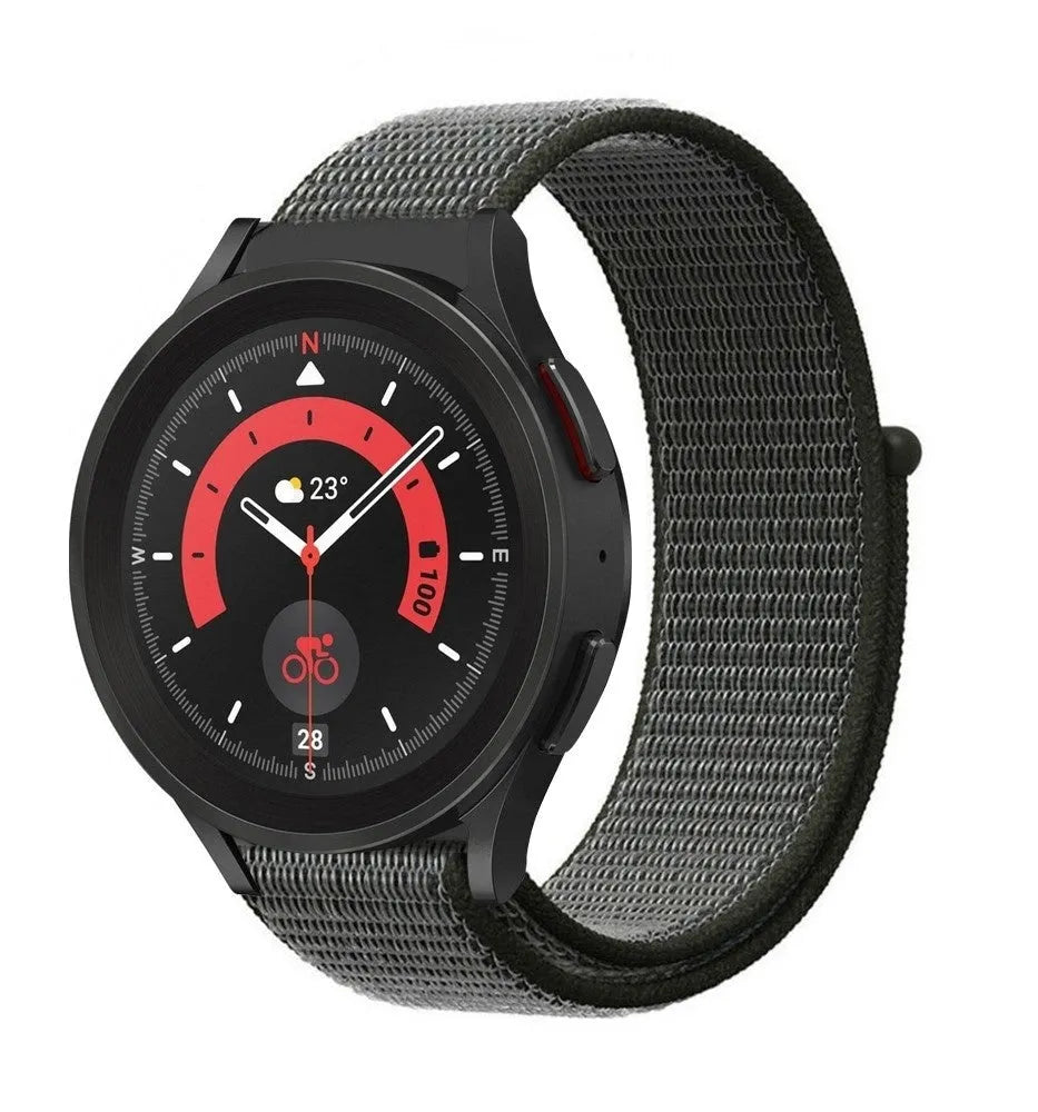 Nylon Strap, green, on a watch, 3/4 front view