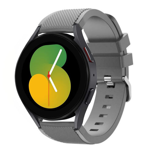 Twill Silicone Strap, grey, on a watch, 3/4 front view