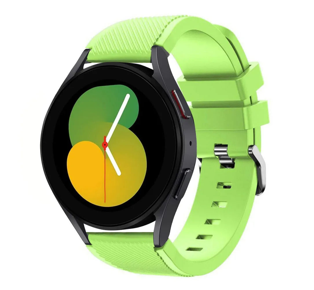 Twill Silicone Strap, light green, on a watch, 3/4 front view